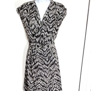 H&M Black White Dress Faux Wrap Size 6